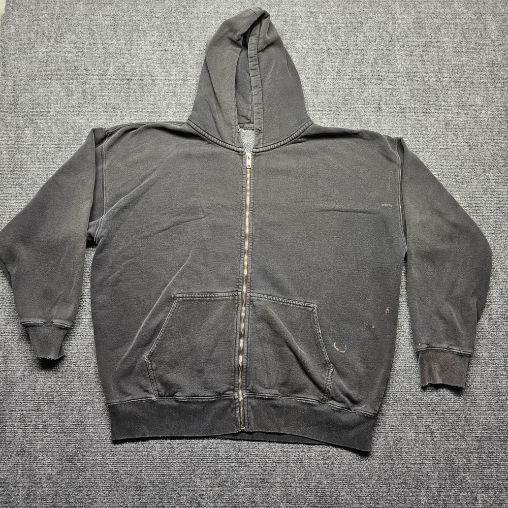 Brandy Melville John Galt Faded Black Full Zip Hoodie Oversized Distressed